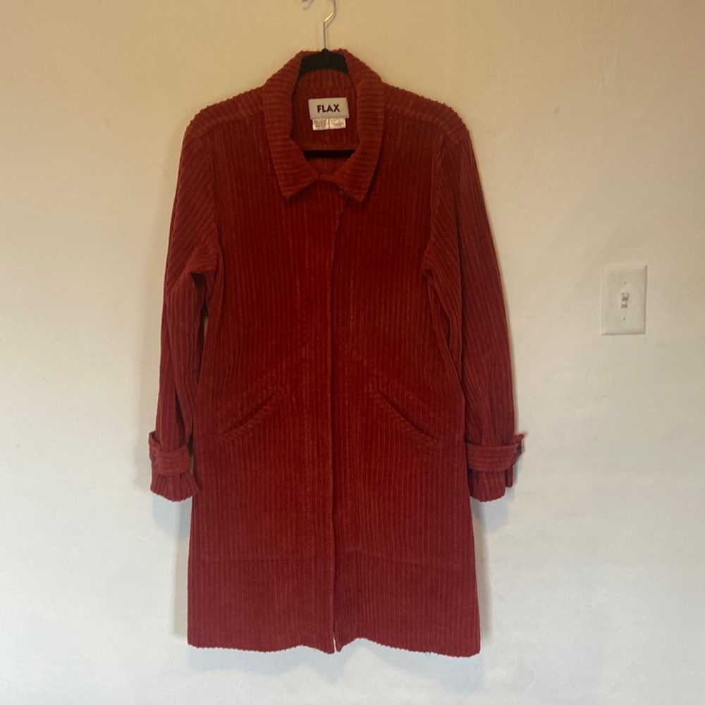 Flax Long Line Duster Corduroy Jacket